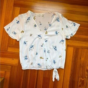 Floral V-Neck Tie-Front Top